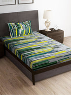 Story@home Grey & White Striped Microfiber 180 TC Bedsheet With Pillow Cover | Grocsy