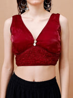 Tikhi Imli V-Neck Organza Saree Blouse | Grocsy