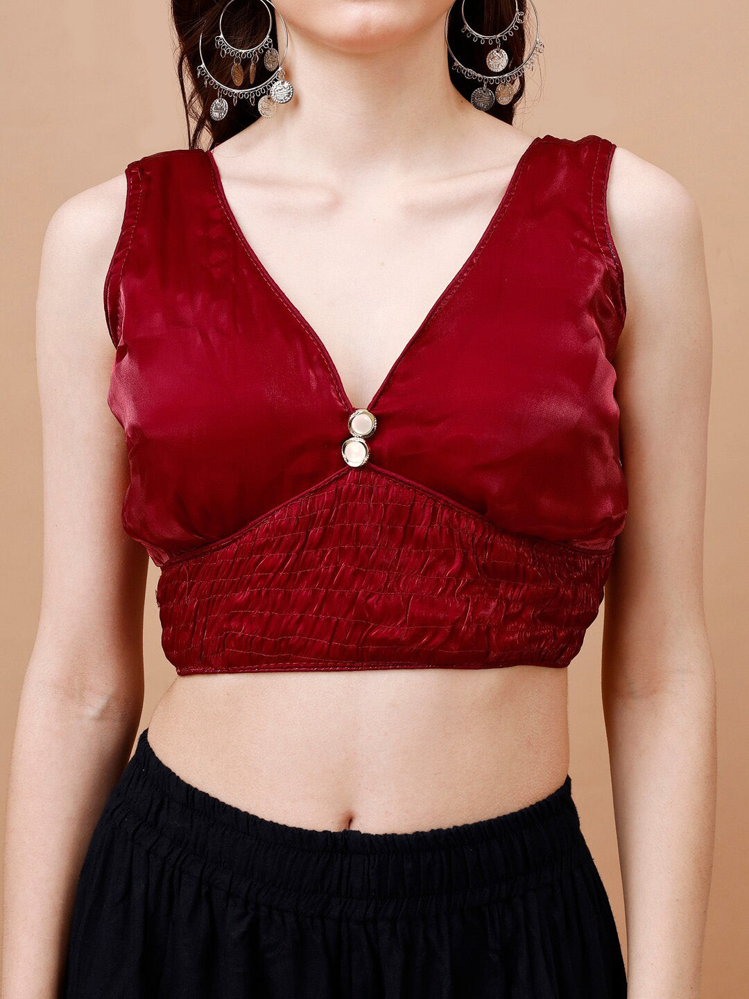 Tikhi Imli V-Neck Organza Saree Blouse | Grocsy