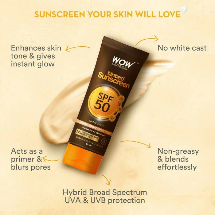 Wow Skin Science Tinted Sunscreen SPF50 Pa+++ | Grocsy