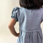 ArthLife Grey Flower Embroidered Dress | Grocsy
