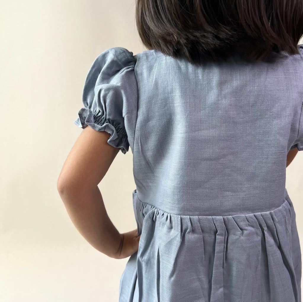 ArthLife Grey Flower Embroidered Dress | Grocsy
