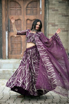 Vastranavya Enchanting Designer Tebby-Silk Lehenga Choli With Dupatta Set - Wine | Grocsy