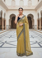Joban Fashion Yellow Soft twill Net Party Wear Sarees | Grocsy