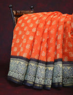 Orange Colored with Motifs Semi Chanderi Saree By Gayathri Reddy Designer Studio | Grocsy