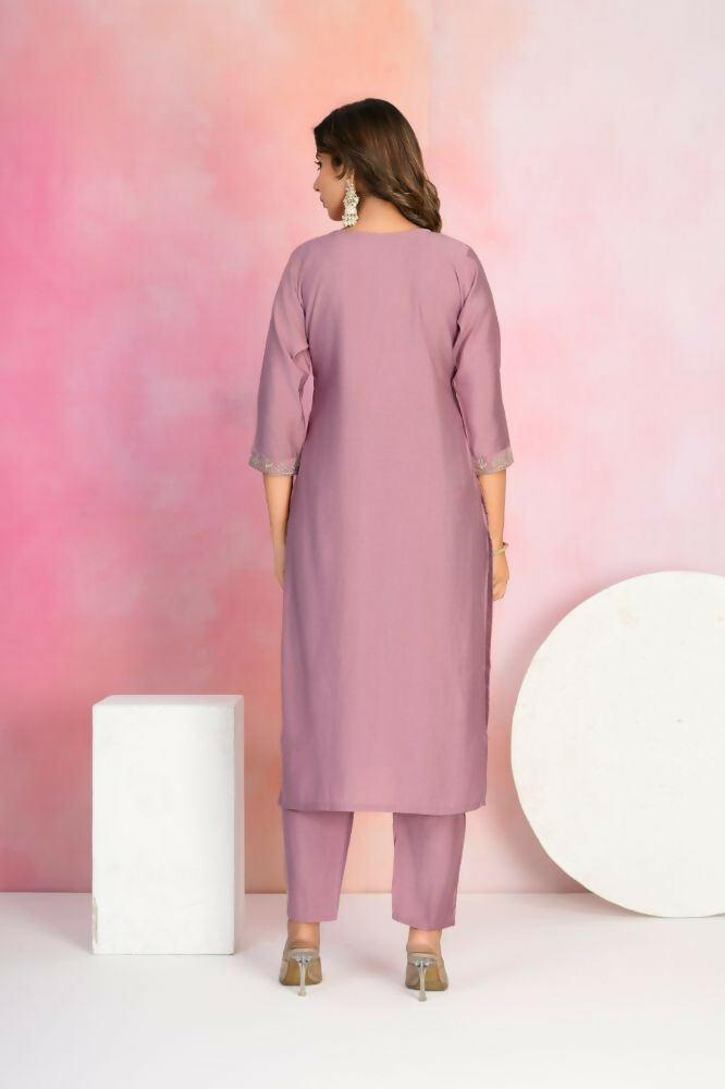 Ethnic Festive Wear Chanderi Onion Stitched Suit With Dupatta - Tanisha | Grocsy