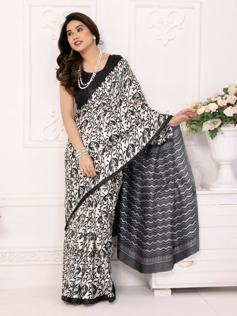 Designer Partywear White Khadi Fancy Saree - Kanak | Grocsy