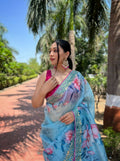 Vamsee Vamakshi Grey Organza Saree | Grocsy