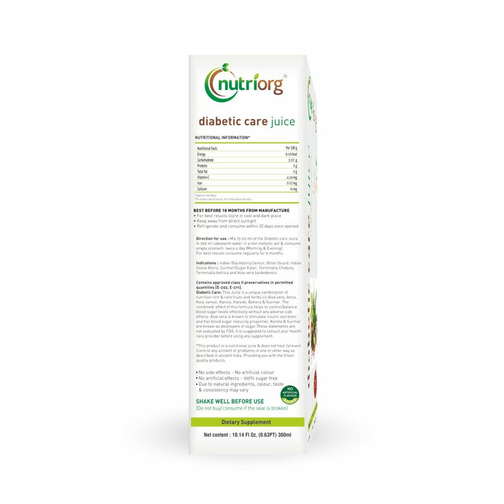 Nutriorg Diabetic Care Juice | Grocsy