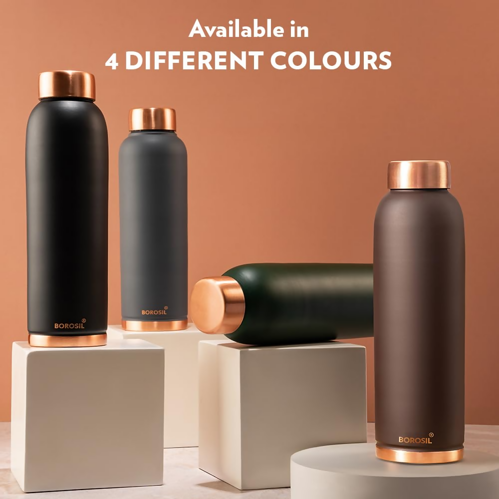 Borosil Colour Copper bottle - Brown | Grocsy