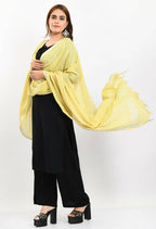 Mominos Fashion Moeza Women's Linen Cotton Silver Border Lemon Yellow Dupatta | Grocsy