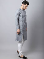Even Apparels Grey Pure Cotton Sherwani Men's Kurta With Asymetrical Cut | Grocsy