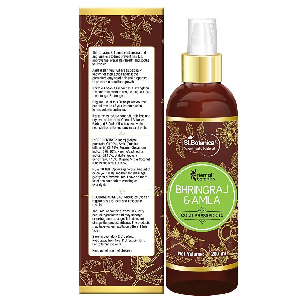 Oriental Botanics Bhringraj & Amla Hair Oil (Cold Pressed) | Grocsy