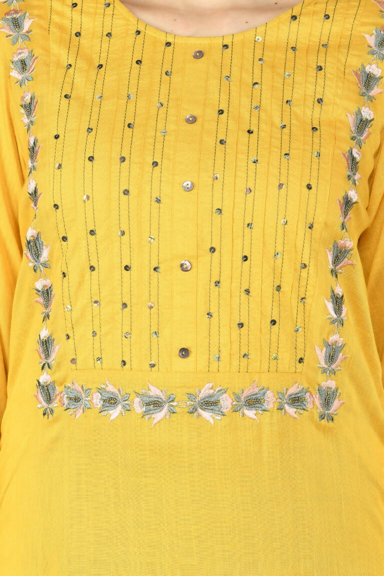 Joban Fashion Mustard Cotton Rayon Kurta Set | Grocsy