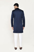 Joban Fashion Blue Colored Velvet Fabric Open Jacket, Indo Western With Straight Fit Pant | Grocsy
