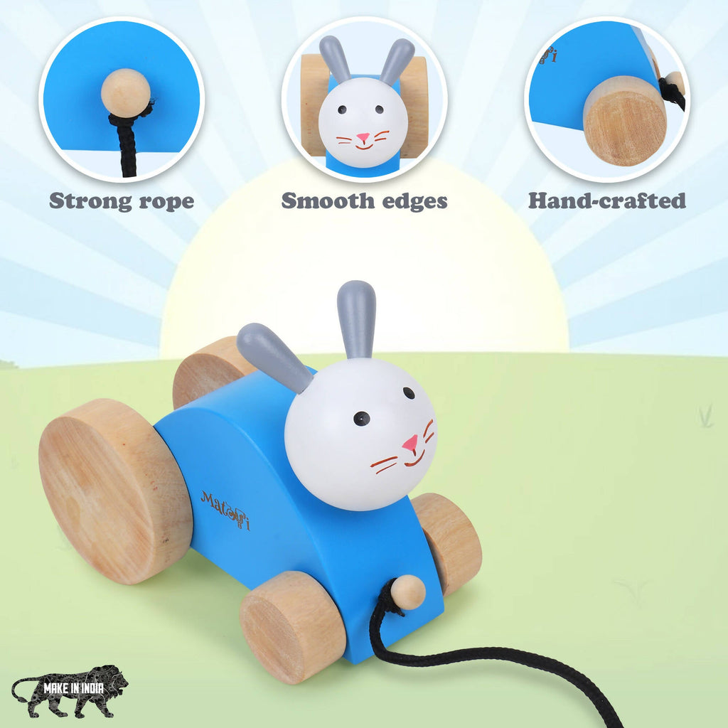 Matoyi Wobbly Panda & Blue Rabbit Pull Along & Maraca For Kids | Grocsy