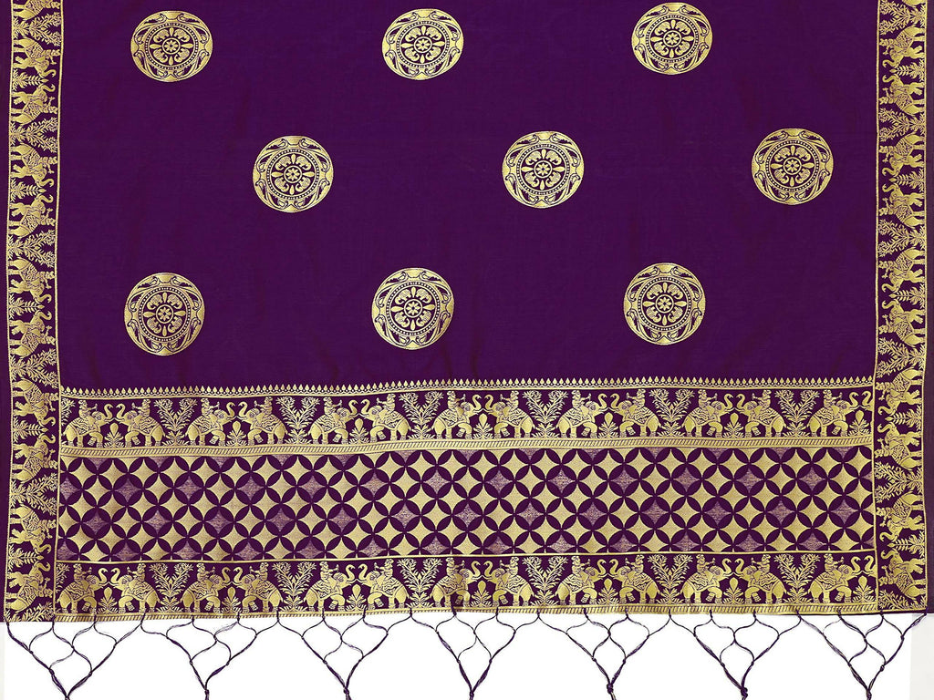 Mimosa Women's Animal Print Art Silk Purple Dupatta | Grocsy