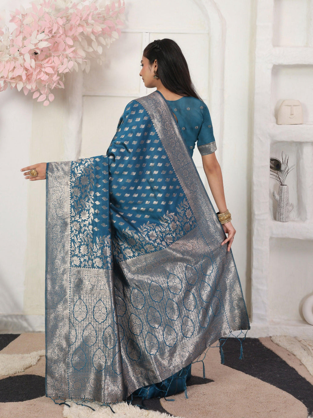 Shree Shyam Fashion Lichi Silk Light Pink Saree | Grocsy