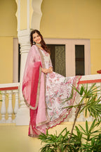 Joban Fashion Pink/white Kurta Set Georgette Embroidery Sequence Work | Grocsy