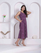 Miravan Womens Abstract Printed Wine ALine Maxi Dress | Grocsy