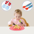 Safe-O-Kid Bpa Free Extra Safe Silicone Feeding/Training Spoon With Box For Baby- Blue & Orange | Grocsy