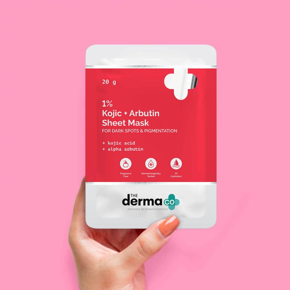 The Derma Co 1% Kojic + Arbutin Sheet Mask | Grocsy