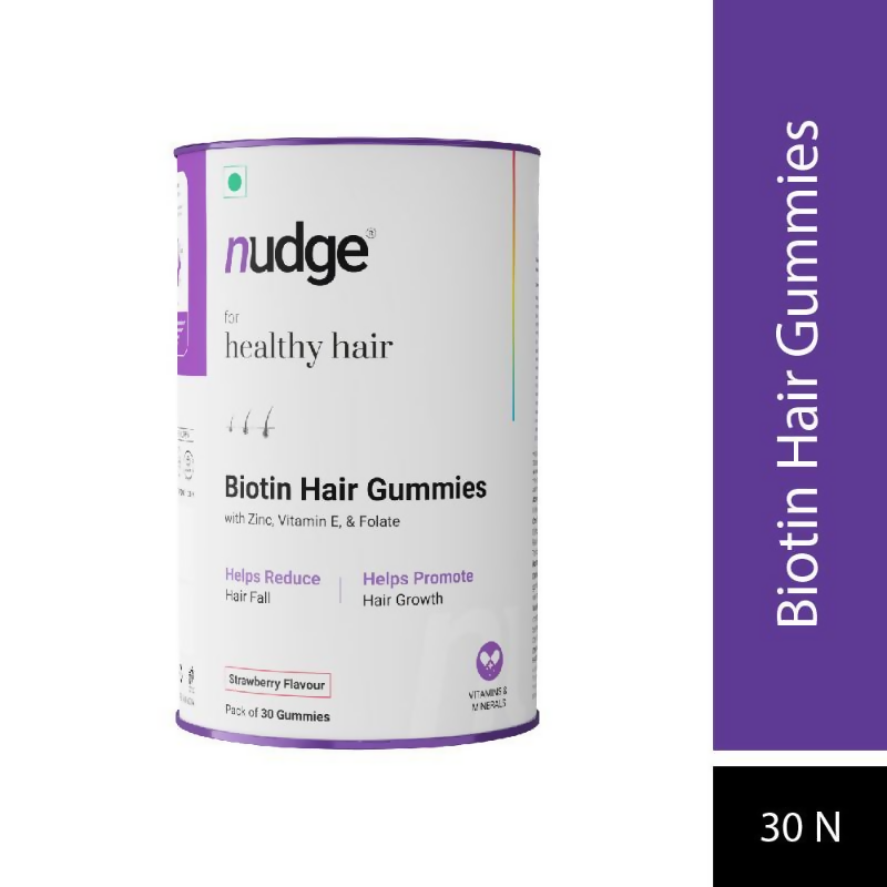 Nudge Biotin Hair Gummies - Strawberry Flavour | Grocsy
