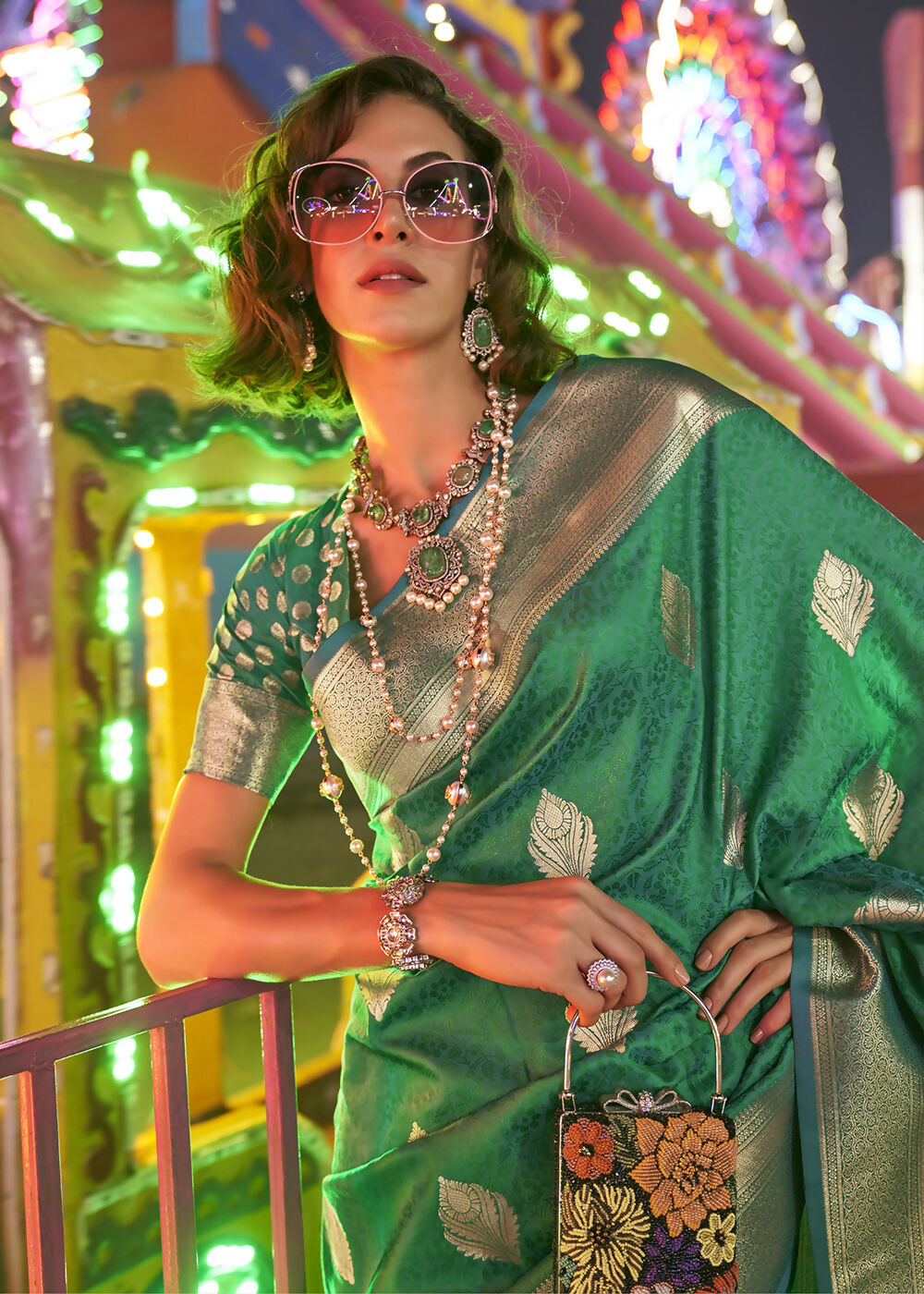 Beautiful Green Handloom Weaving Silk Saree - Emponline | Grocsy