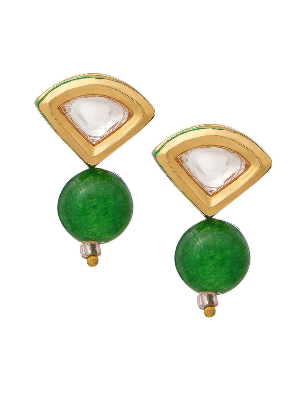 Ruby Raang Green Aventurine Kundan Studs | Grocsy