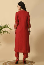 Joban Fashion Maroon Cotton Rayon Kurta Set | Grocsy