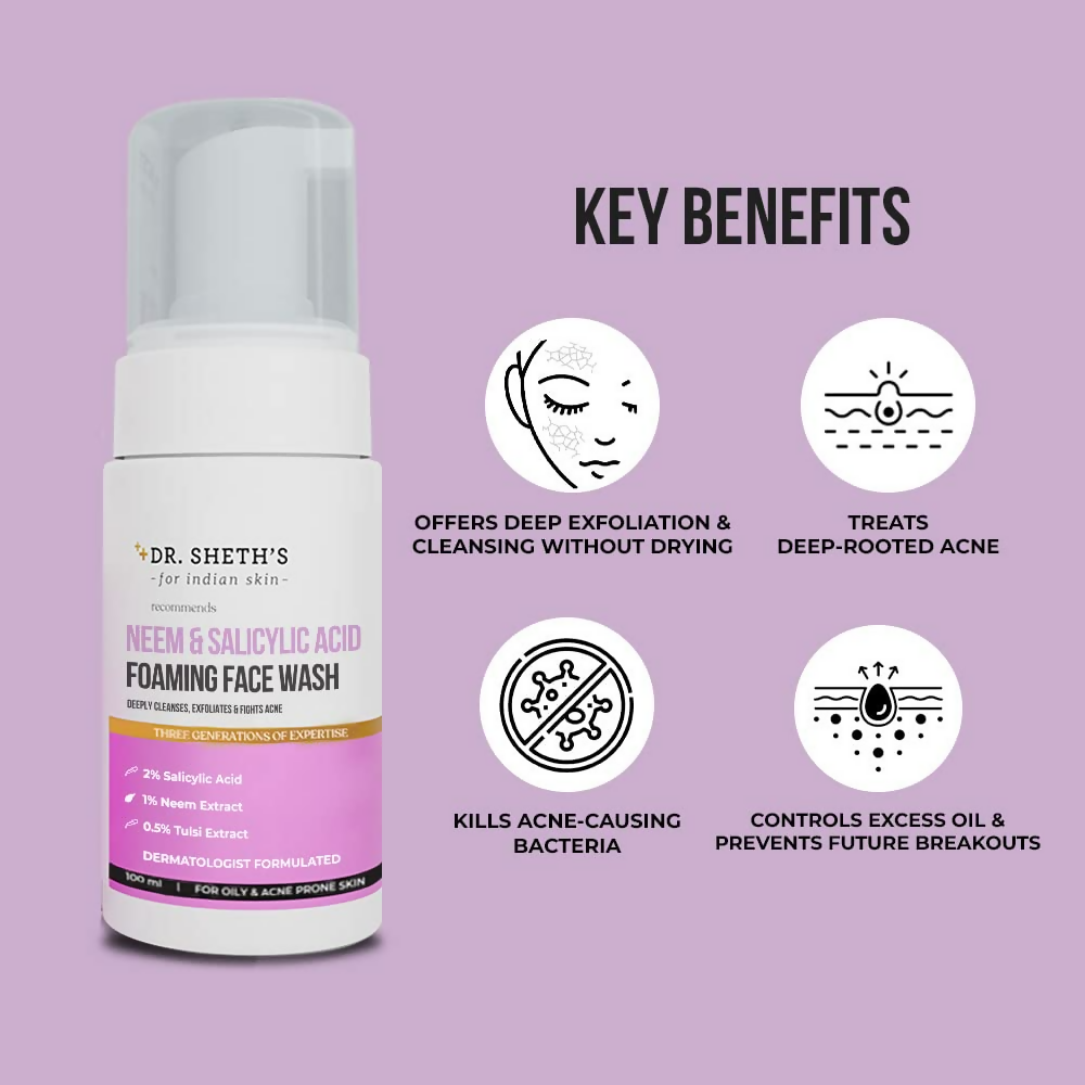 Dr. Sheth's Neem & Salicylic Acid Foaming Face Wash | Grocsy