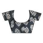 Very Much Indian Handblock Printed Cotton Saree With Natural Dyes - Black White | Grocsy
