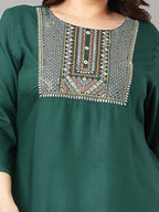 Sztori Plus Size Geometric Embroidered Thread Work Straight Kurta | Grocsy