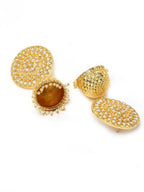 Gold-Polished Circular Shaped Brass Jhumka Earrings For Women and Girls By House of Ree - Swadesiicart