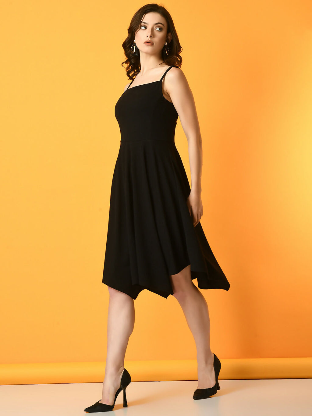 Myshka Women's Black Solid Party Dress | Grocsy