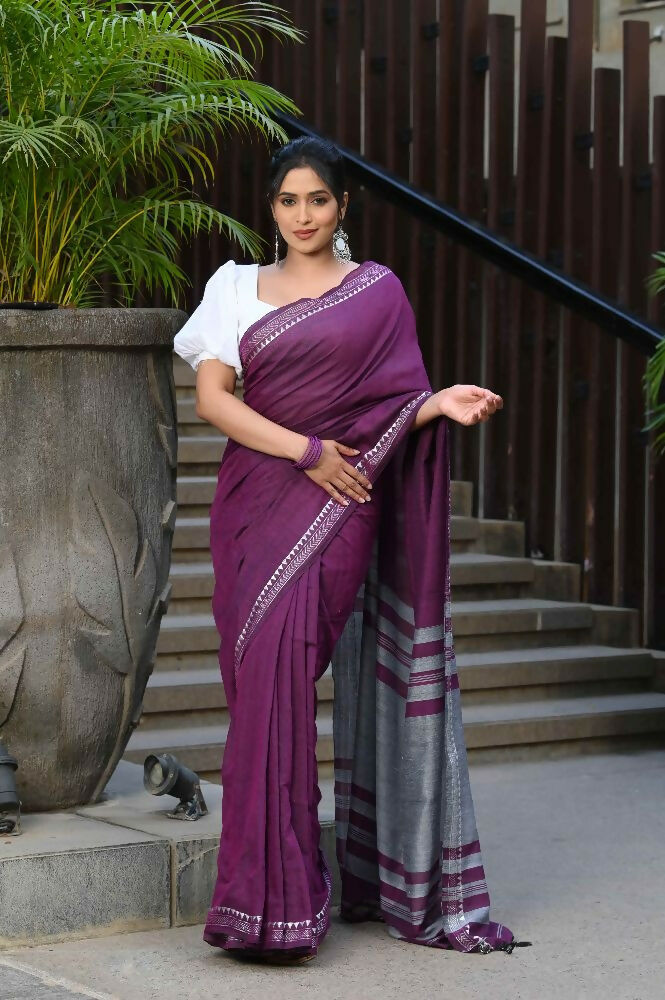 Beatitude Magenta Cotton Handloom Saree | Grocsy