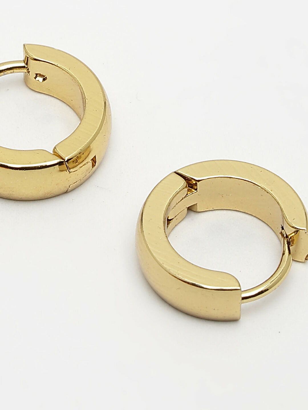 NVR Men's Gold-Polished Stainless Steel Hoop Earrings