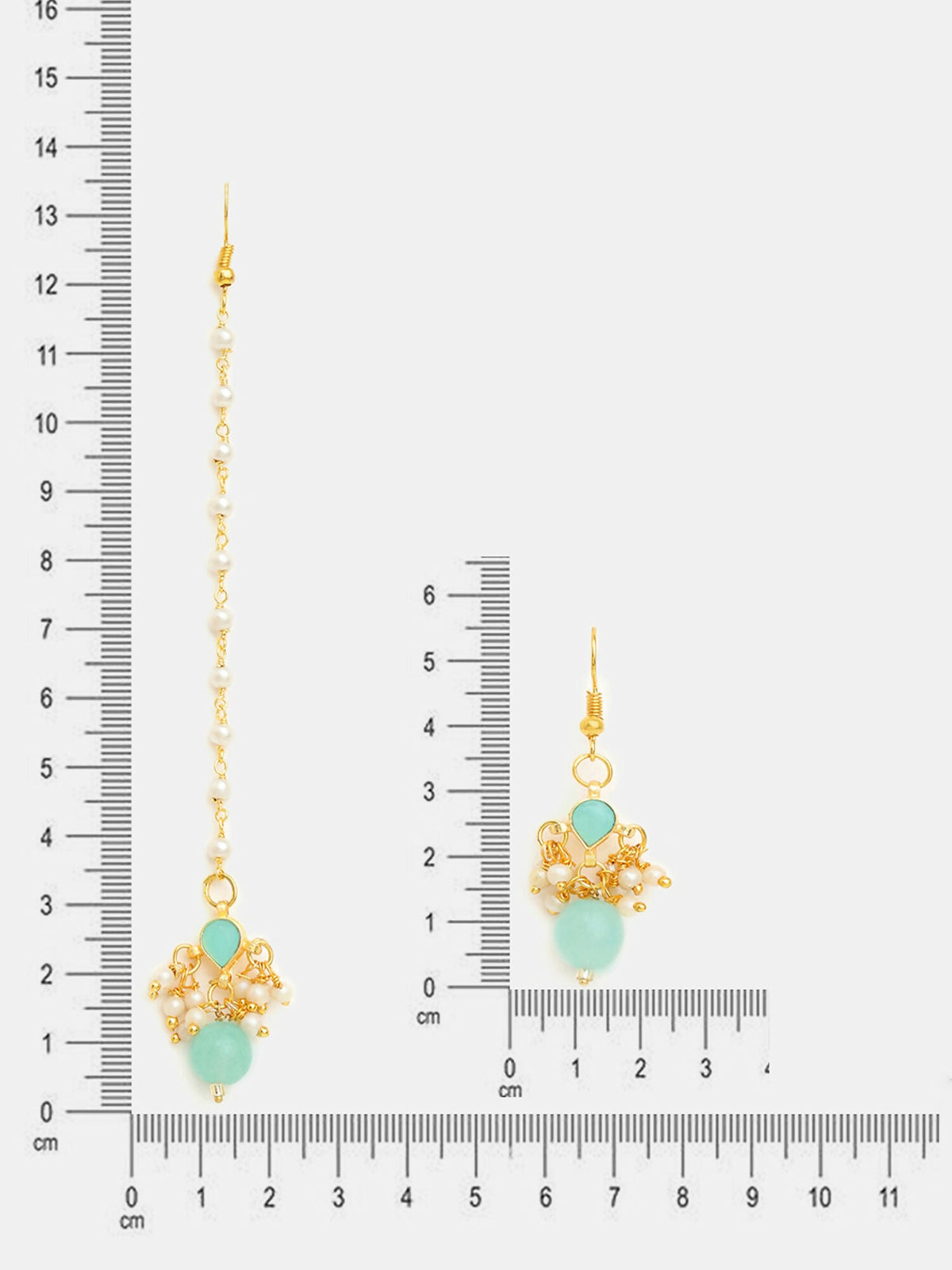 Ruby Raang Traditional Green Drop Maang Tikka And Earrings | Grocsy