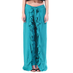 Asmaani Turquoise Color Plain Ruffle Palazzo | Grocsy