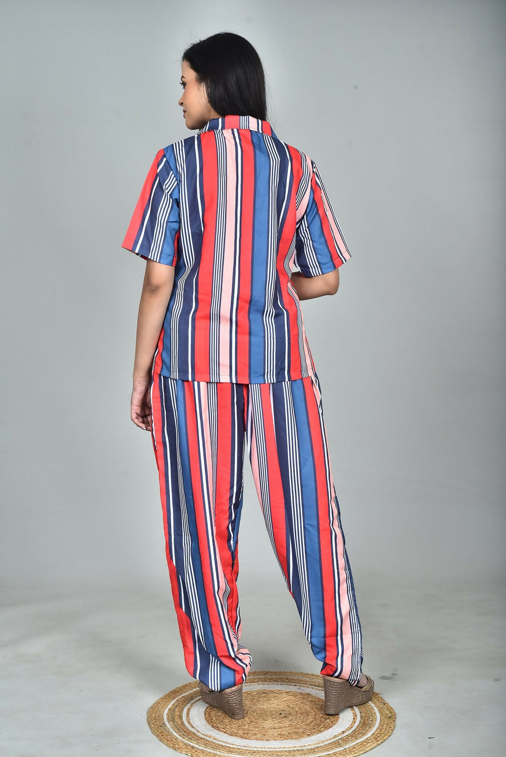 Morchari Digital Print Semi Muslin Co-Ord Set Top & Trouser-Multicolor | Grocsy