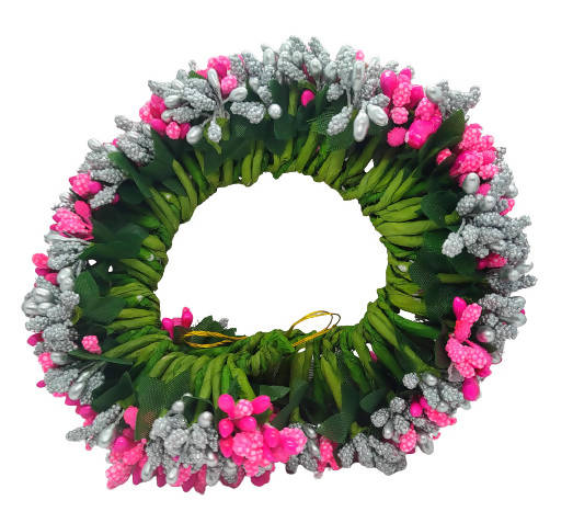 Pink & Silver Pollens Bridal Hair Gajra | Grocsy