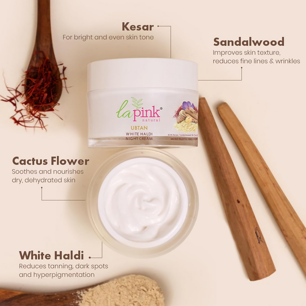 La Pink Ubtan White Haldi Night Cream | Grocsy