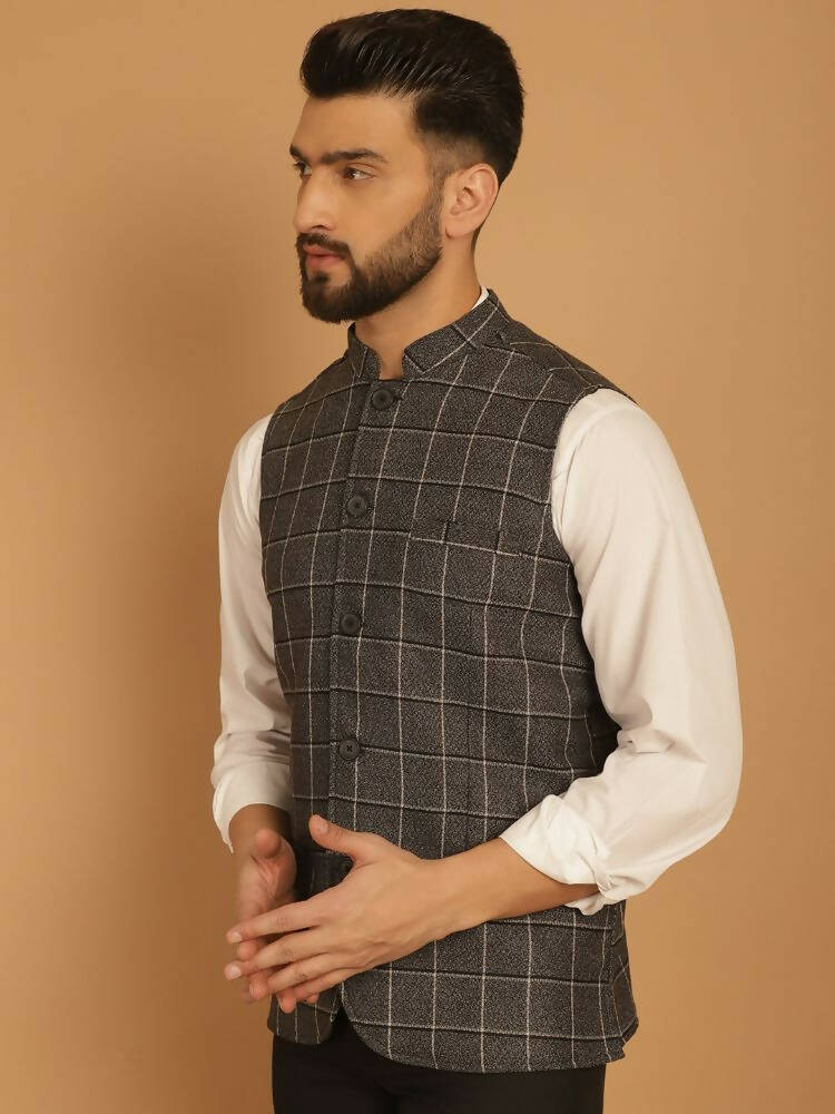 Even Apparels Nehru Jacket With Welt Pockets - Grey | Grocsy