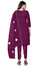 Purple Organza Silk Embroidered Work Unstitched Dress Material - Tanvi | Grocsy