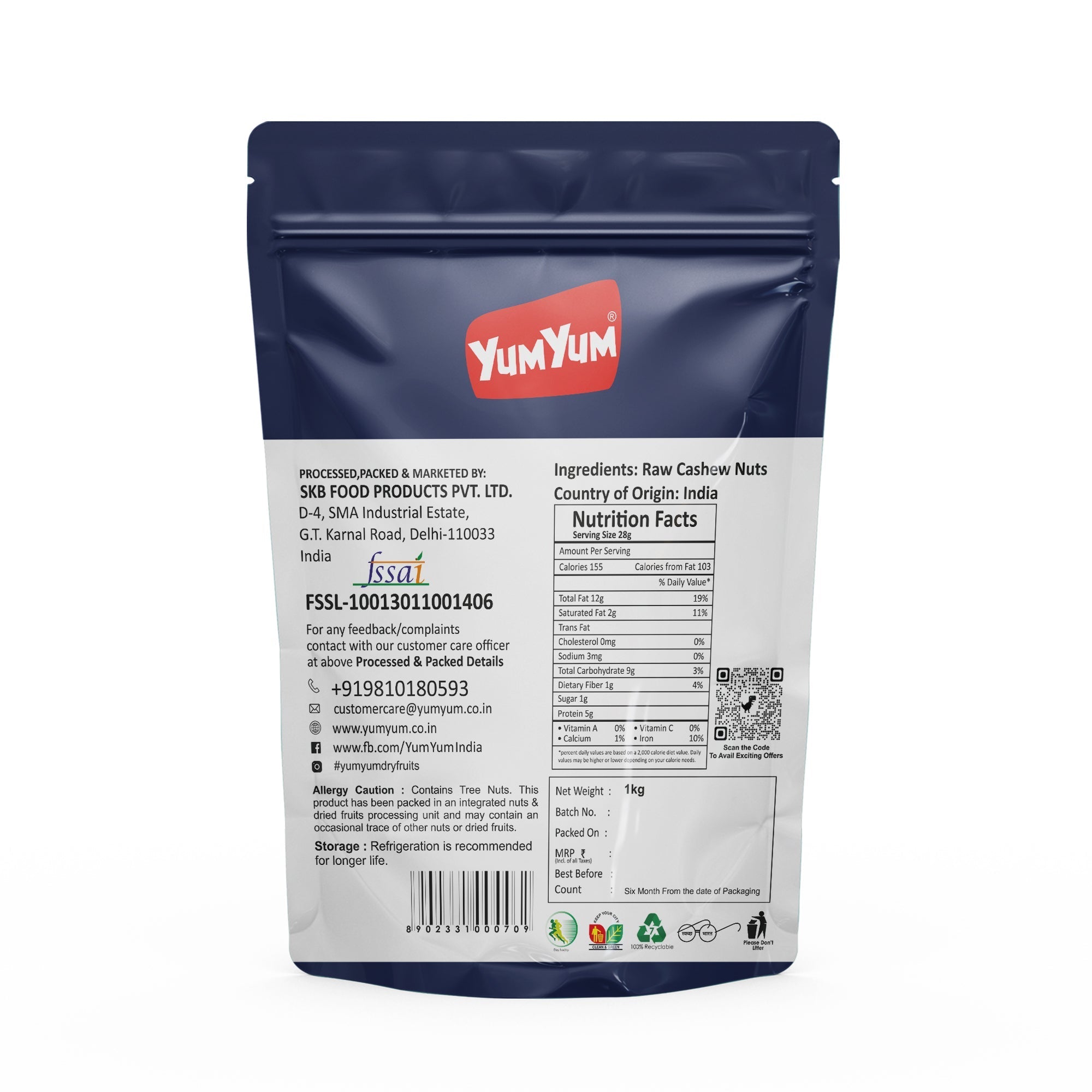 Yum Yum Cashews Pouch | Grocsy