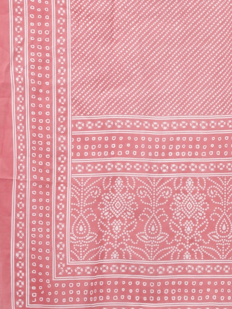 Yufta Women Pink Printed Regular Pure Cotton Kurta with Palazzo and Dupatta | Grocsy
