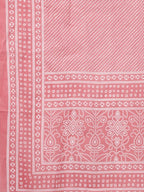 Yufta Women Pink Printed Regular Pure Cotton Kurta with Palazzo and Dupatta | Grocsy