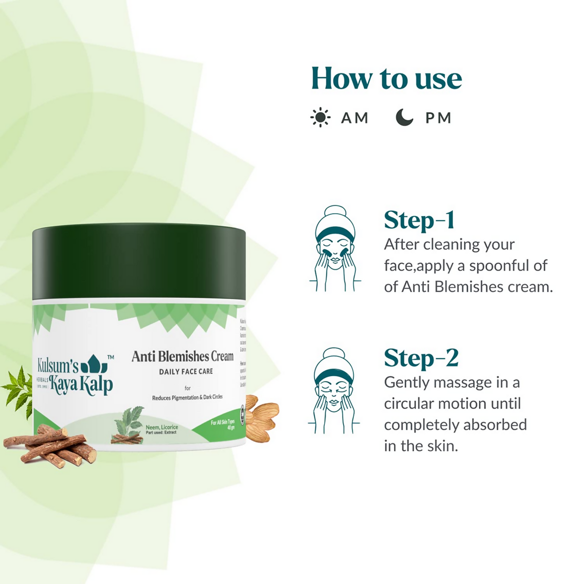 Kulsum's Kaya Kalp Anti-Blemishes Cream Daily Face Care For Reduced Pigmentation & Dark Circles | Grocsy
