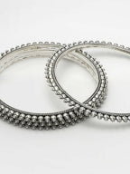 NVR Women's Set of 4 Silver-Toned German Silver Oxidised Bangles | Grocsy