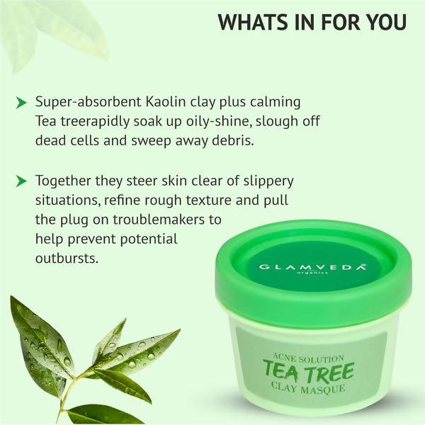 Glamveda Acne Solution Tea Tree Clay Masque | Grocsy